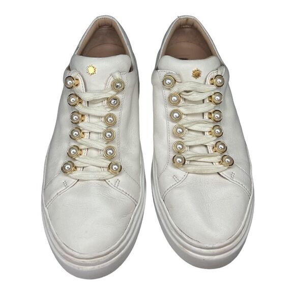 STUART WEITZMAN Women’s Excelsa Cream Leather Sneaker Size 5.5 - Picture 1 of 8